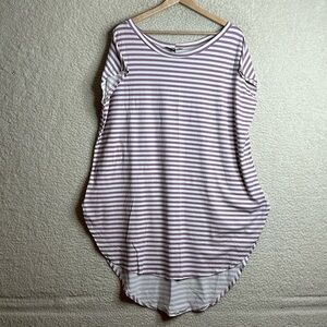 NWT Yana K Womens Purple/White Stripped Oversized Sleeveless Stretch Dress OS